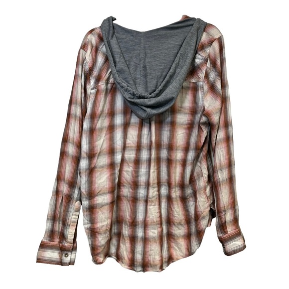 Mudd Plaid Print Hooded Casual Flannel Button Up Shirt Junior’s Size XXL - Picture 5 of 6